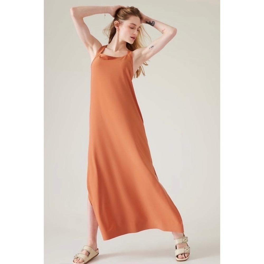 Athleta Arrival Maxi Dress Sunbaked Clay Orange Size S